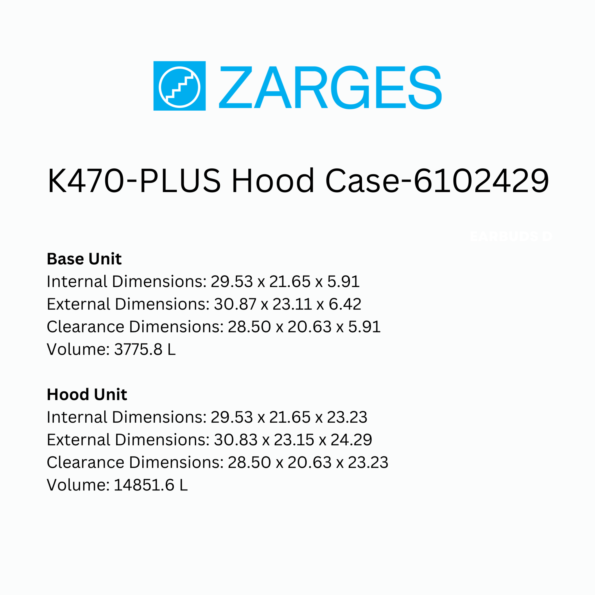 K470 - Plus Hood Case (units 40503 & 40506) - Zarges USA