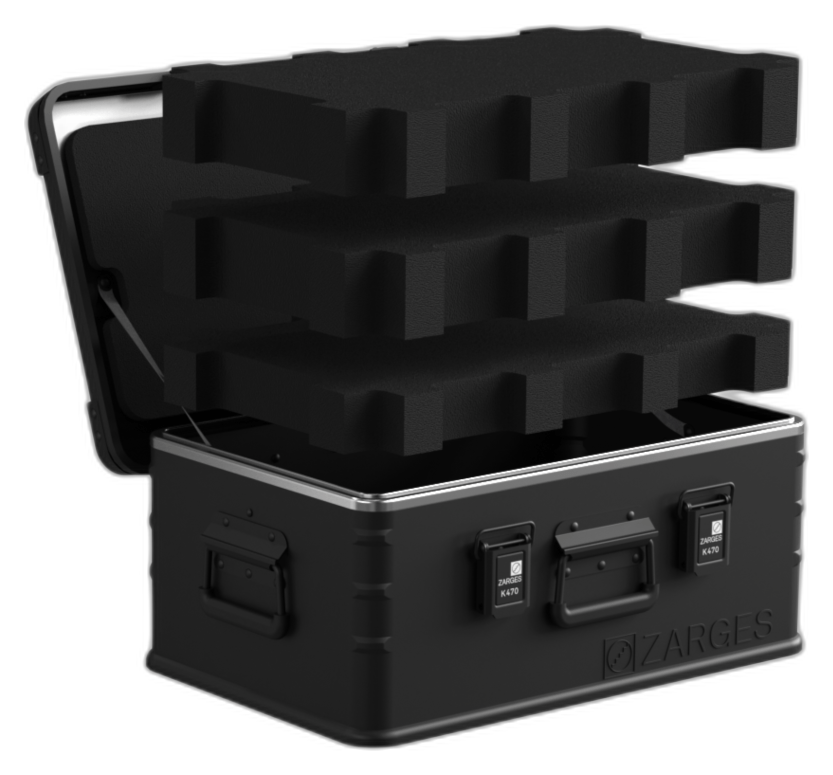 ZARGES K470-Matte Black-31013204 aluminum case with foam fill