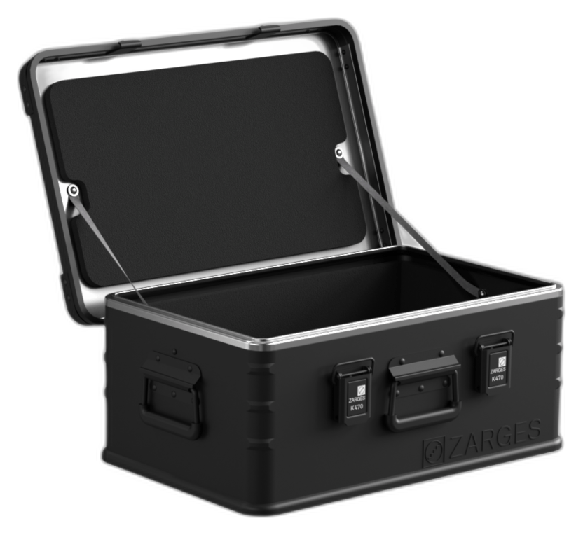 ZARGES K470-Matte Black-31013204 aluminum case with factory-installed foam liner