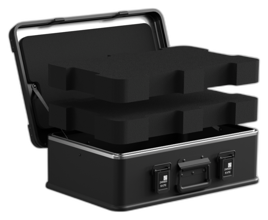 ZARGES K470-Matte Black-31013203 aluminum case with foam fill