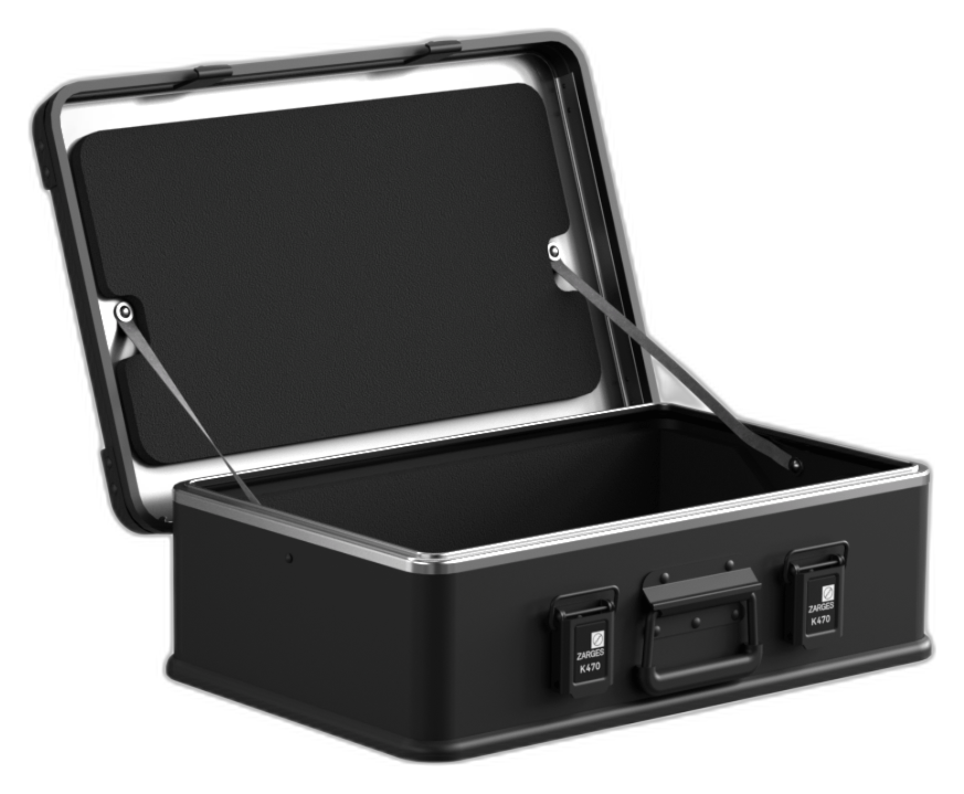 ZARGES K470-Matte Black-31013203 aluminum case with factory-installed foam liner