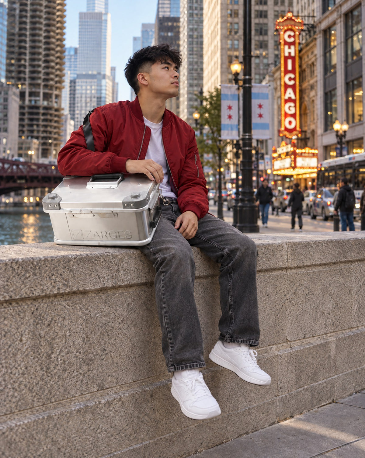 ZARGES NOMAD card collector case in use: city life